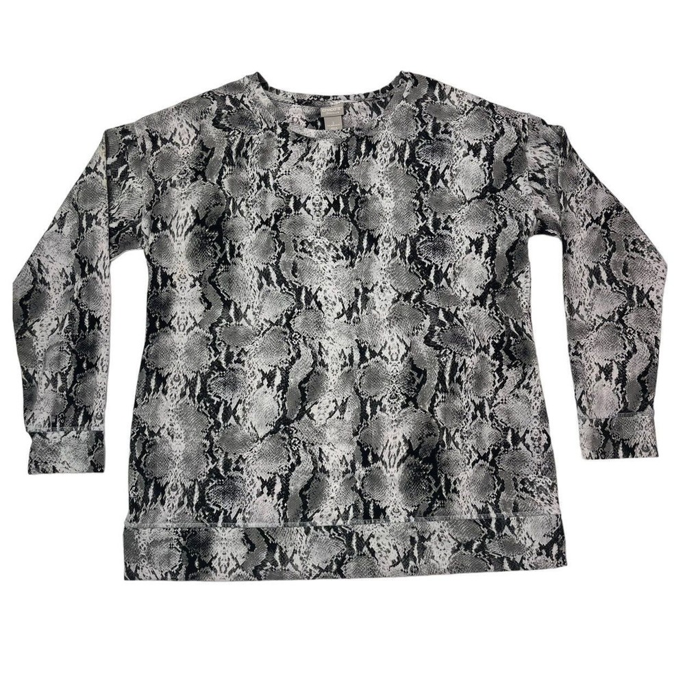 Zenergy By Chico's 2 Womens Size XL Long‎ Sleeve Stretch Animal Print Top Shirt